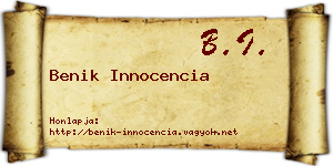 Benik Innocencia névjegykártya